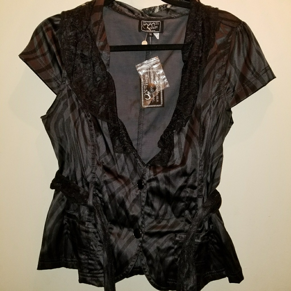 Ashley by 26 Intl. Black and Gray Zebra Print Vest